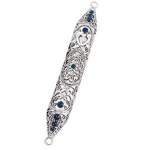 Olivia Riegel 4” Mezuzah with Aquamarine crystals